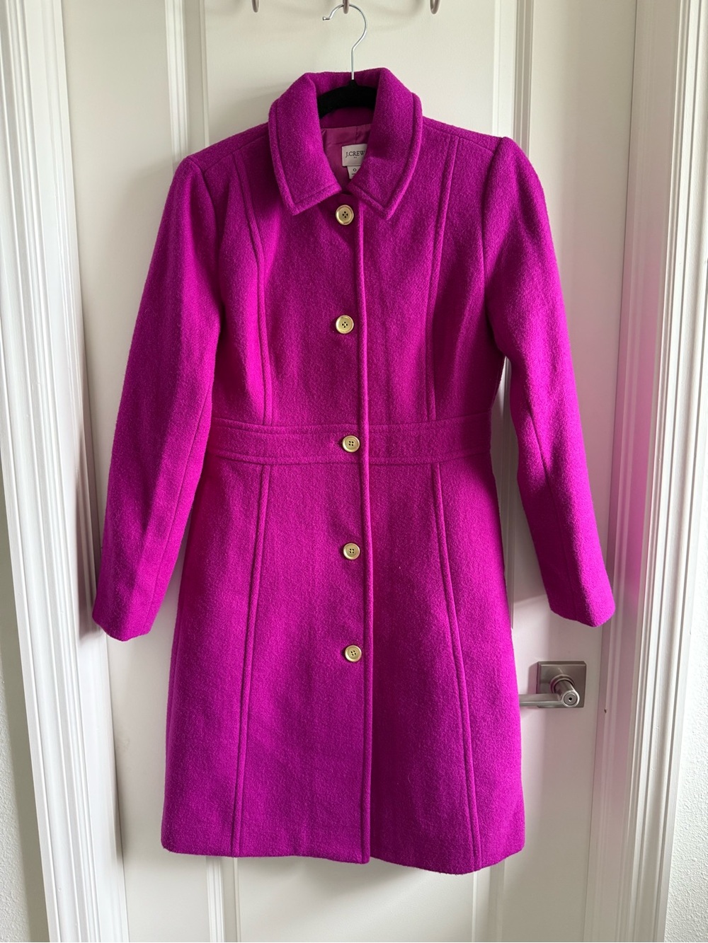 Like New Classic and Timeless J.Crew Lady Coat in Bright Plum 0
